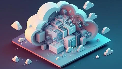Cloud computing technology concept. Futuristic illustration イラスト素材