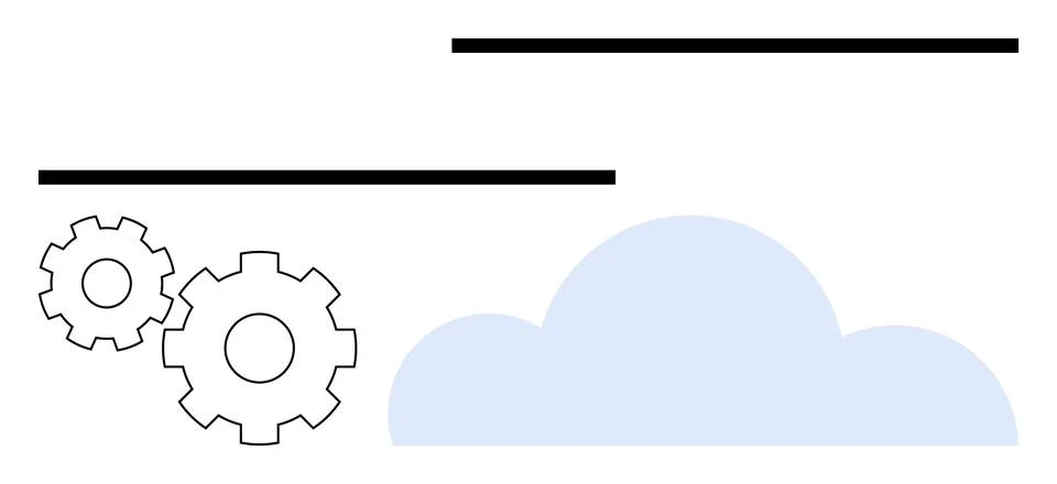 Cloud Computing Technology Concept with Gears and Connectivity Lines 스톡 일러스트