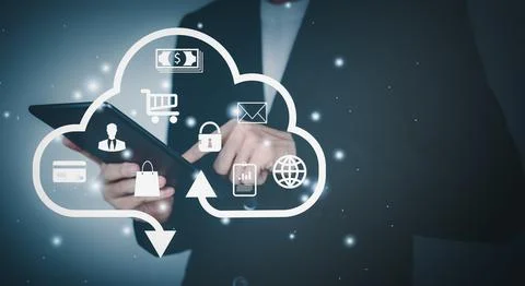 Cloud computing technology concept. Internet storage network system. Bigdata Stock Photos