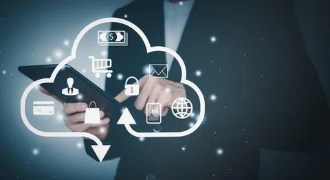 Cloud computing technology concept. Internet storage network system. Bigdat.. Stock Photos