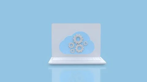 Cloud Computing Technology Concept on Laptop Screen 3d render. Stock Illustration