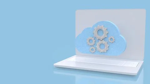 Cloud Computing Technology Concept on Laptop Screen 3d render. Stock Illustration