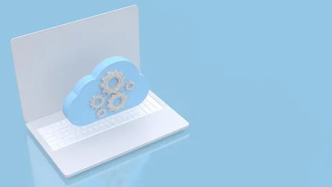 Cloud Computing Technology Concept on Laptop Screen 3d render. Stock Illustration