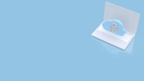 Cloud Computing Technology Concept on Laptop Screen 3d render. Stock Illustration