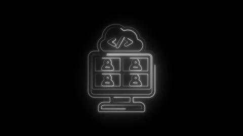 Cloud computing technology concept with online meeting interface and coding Stock Footage 333956179