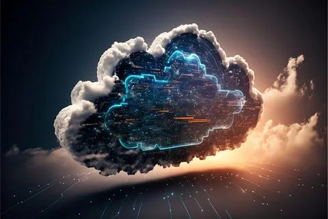 Cloud computing technology concept. Storage of information in cloud storage 스톡 일러스트