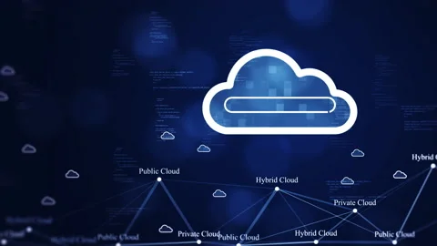 Cloud computing technology concept. There is a prominent large cloud icon on the Stock Footage 205910705