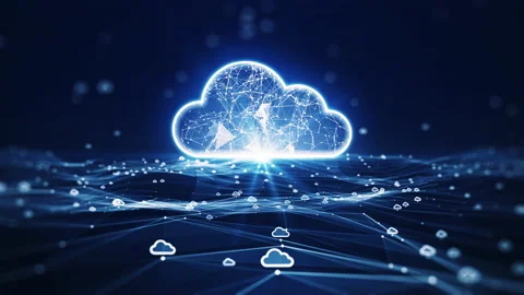 Cloud computing technology concept transfer database to cloud. There is a promin Video stock 170742473