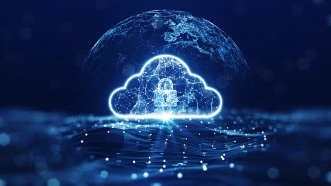 Cloud computing technology concept transfer database to cloud. There is a large  Stock Footage 172353478