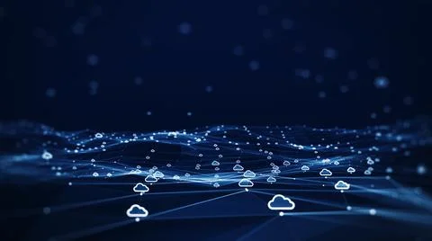 Cloud computing technology concept Upload-download transfer database to cloud Stock Illustration