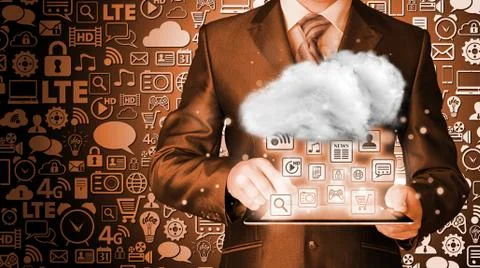 Cloud computing, technology connectivity concept 스톡 일러스트