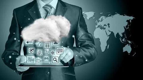 Cloud computing, technology connectivity concept 스톡 일러스트