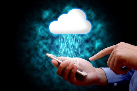Cloud computing, technology connectivity concept, Businessman using mobile .. Stock Photos