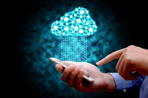 Cloud computing, technology connectivity concept, Businessman using mobile .. Stock Photos