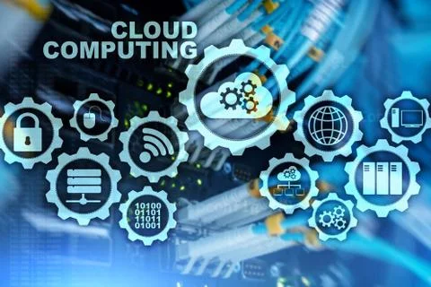 Cloud Computing, Technology Connectivity Concept on server room background. 스톡 사진