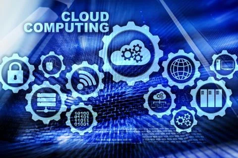 Cloud Computing, Technology Connectivity Concept on server room background. Foto stock