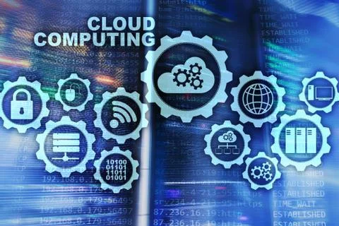 Cloud Computing, Technology Connectivity Concept on server room background Stock Photos