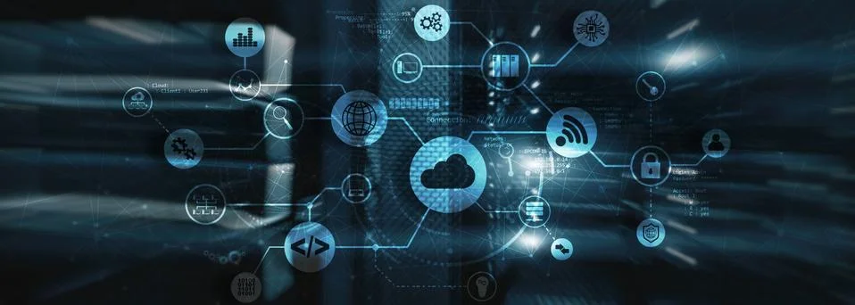 Cloud Computing. Technology Connectivity concept. Mixed Media. Stock Photos