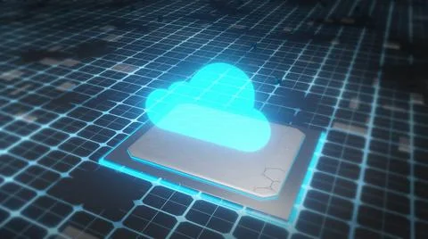 Cloud computing technology with CPU Stock Illustration