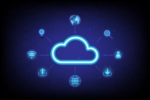 Cloud Computing technology data storage, data server connection concept Stock Illustration