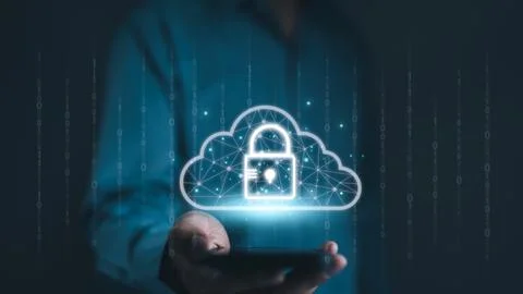 Cloud computing technology to database storage security concept. Stock Photos