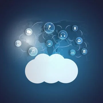 Cloud Computing Technology Design Concept with Icons - Digital Network Conn.. 스톡 일러스트