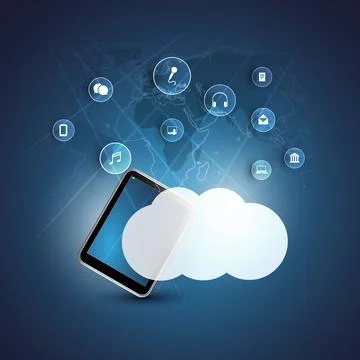 Cloud Computing, Technology Design Concept with Icons - Digital Network Con.. Stock Illustration