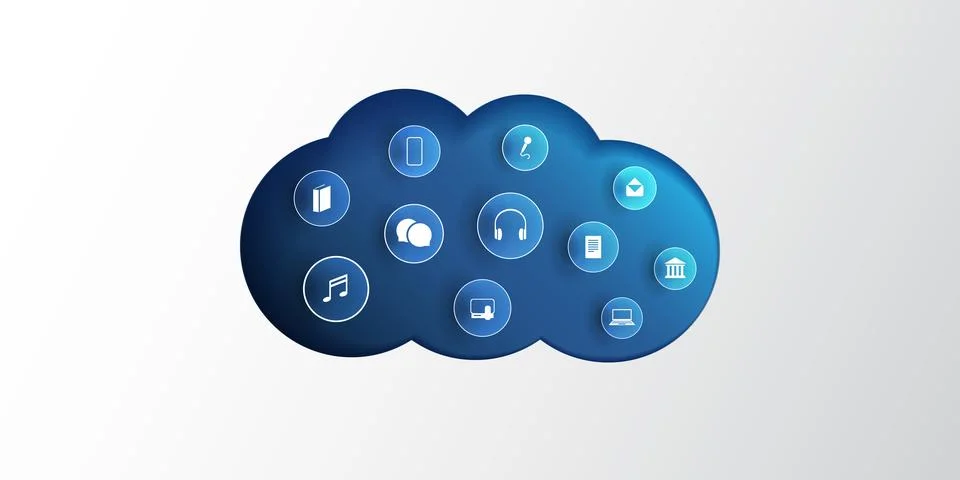 Cloud Computing Technology Design Concept with Icons Representing Digital N.. 스톡 일러스트