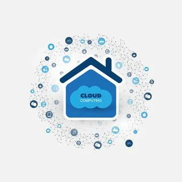 Cloud Computing Technology Design Concept with Icons - Digital Network Conn.. イラスト素材