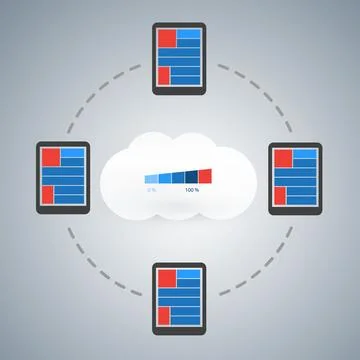Cloud Computing Technology Design Concept - Overloaded Digital Network Conn.. Stock Illustration