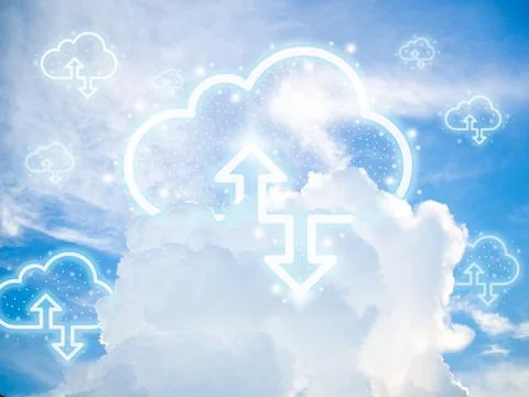 Cloud computing technology digital storage on the cloud. 写真素材