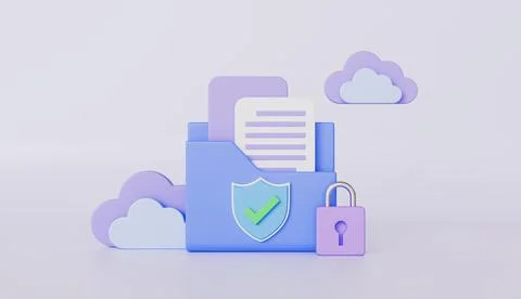 Cloud computing technology, file folders with security protection system Stock Illustration