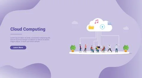 Cloud computing technology file saving for website template or landing homepa Stock Illustration