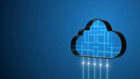 Cloud Computing Technology with Flowing Data(Closeup) Illustrazione stock