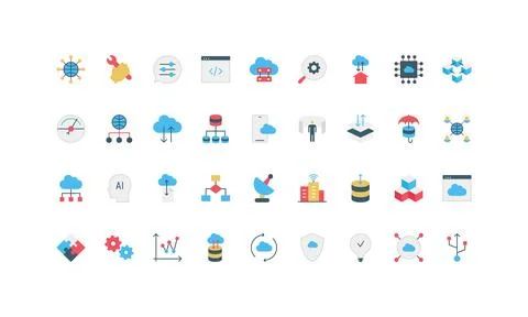 Cloud Computing Technology Icon Set イラスト素材