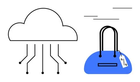 Cloud computing technology integration with everyday items and digital commer Stock Illustration