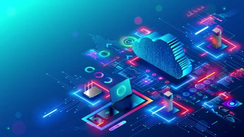 Cloud computing technology. Internet digital data storage. Computer technology Stock Footage 247508562