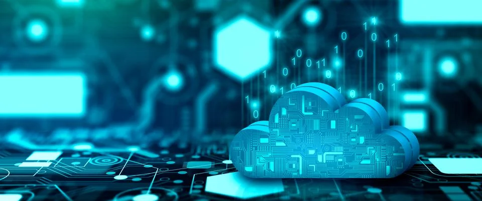 Cloud computing technology internet storage network. Illustrazione stock