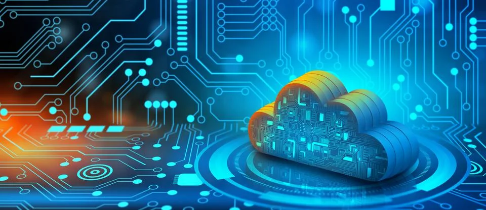 Cloud computing technology internet storage network. Stock Illustration