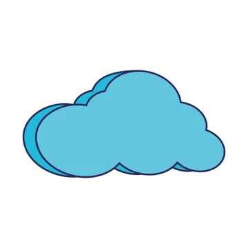 Cloud computing technology isolated symbol blue lines Stock Illustration