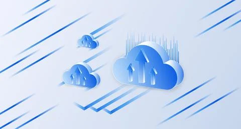 Cloud computing technology isometric concept. Storage for download, upload .. イラスト素材