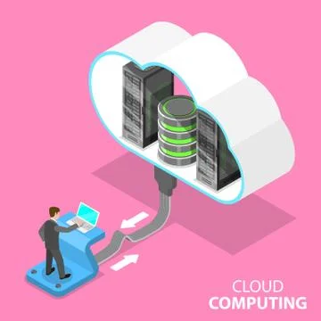 Cloud computing technology isometric flat vector concept. Stockillustratie