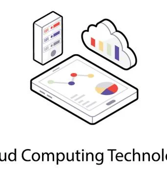 Cloud computing technology of isometric icon design Stock Illustration