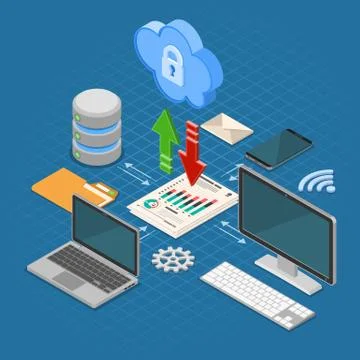 Cloud Computing Technology Isometric Stock Illustration