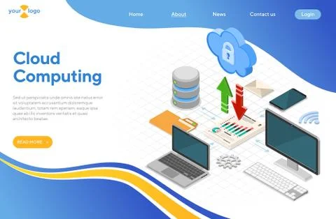 Cloud Computing Technology Isometric Stock Illustration