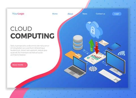 Cloud Computing Technology Isometric Stock Illustration