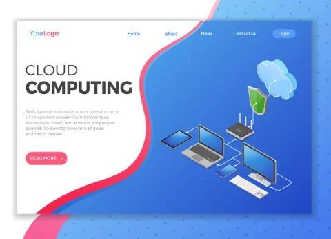 Cloud Computing Technology Isometric Stock Illustration