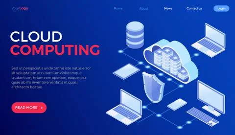 Cloud Computing Technology Isometric Stock Illustration