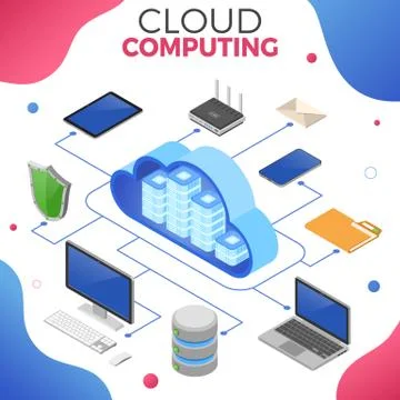 Cloud Computing Technology Isometric Stock Illustration