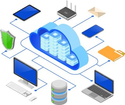 Cloud Computing Technology Isometric Stock Illustration